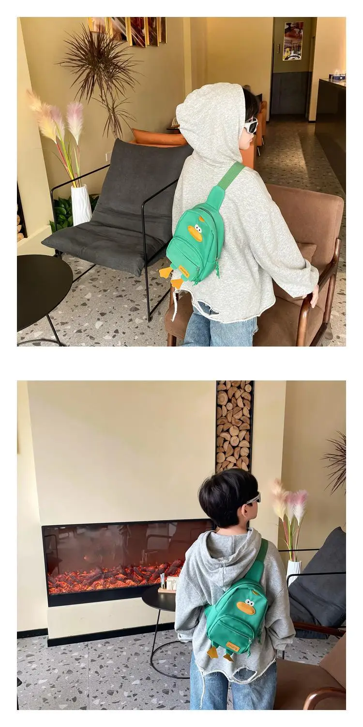 New Korean Cartoon Kids Shoulder Bag White with Duck Design — feature 11