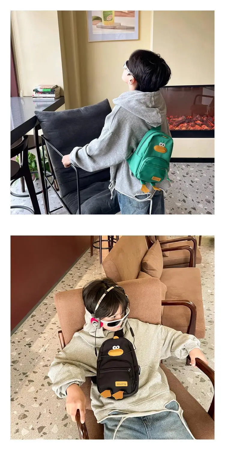 New Korean Cartoon Kids Shoulder Bag White with Duck Design — feature 12