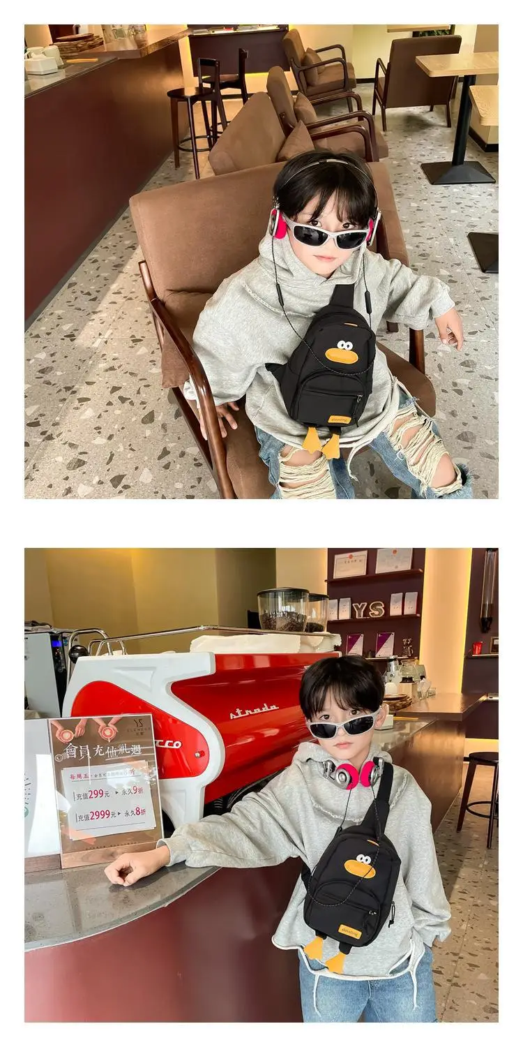 New Korean Cartoon Kids Shoulder Bag White with Duck Design — feature 13