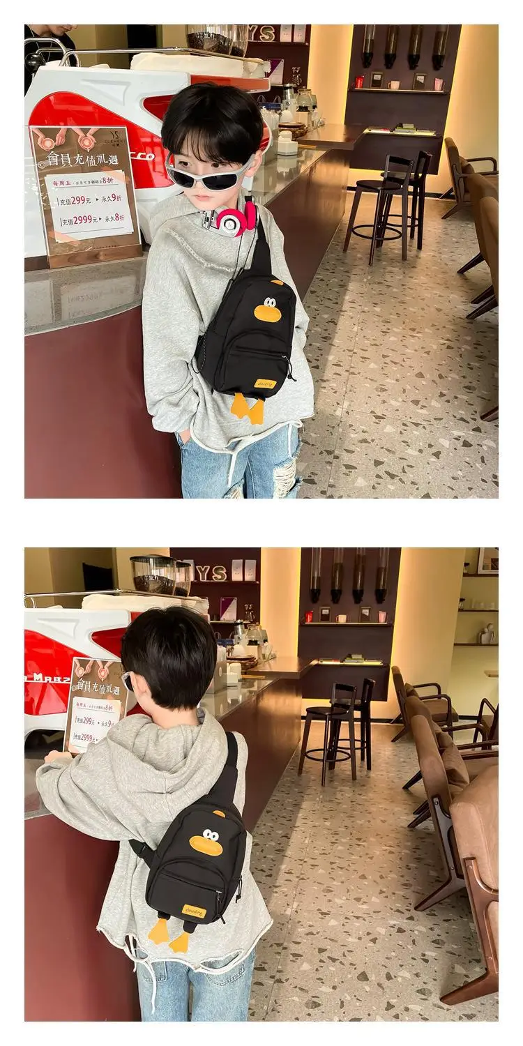 New Korean Cartoon Kids Shoulder Bag White with Duck Design — feature 14