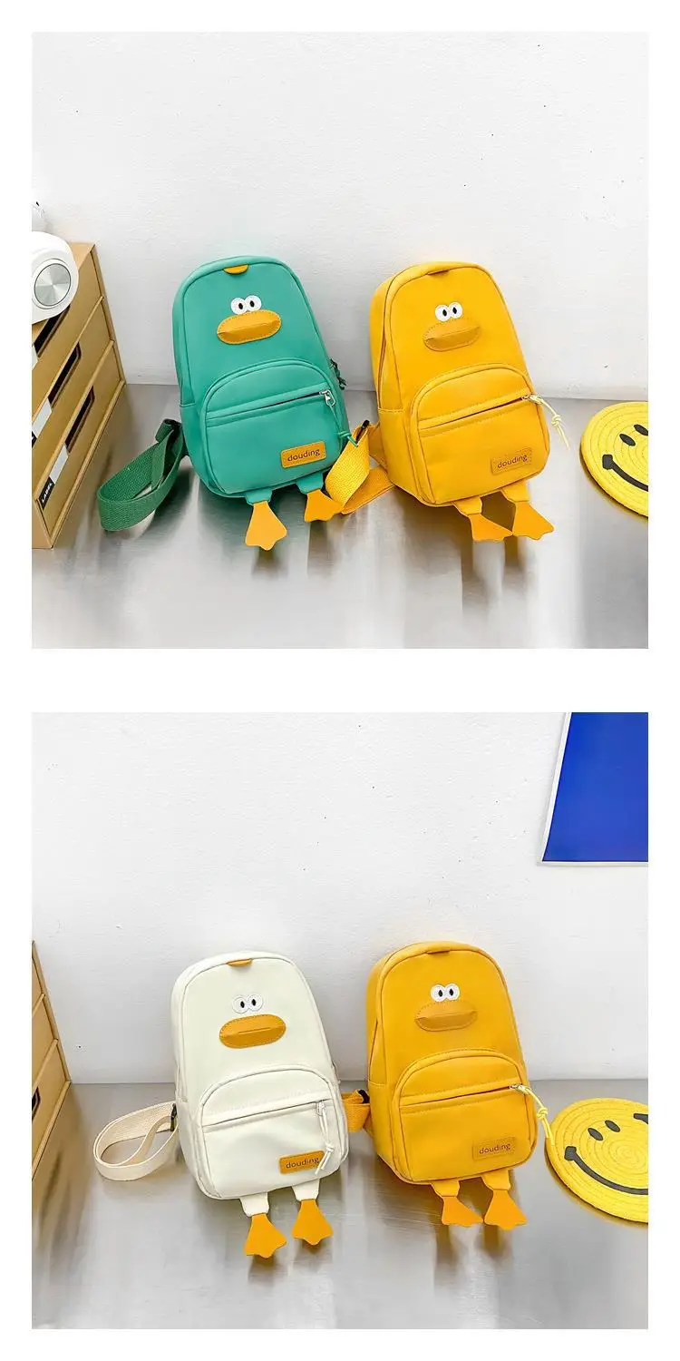 New Korean Cartoon Kids Shoulder Bag White with Duck Design — feature 17
