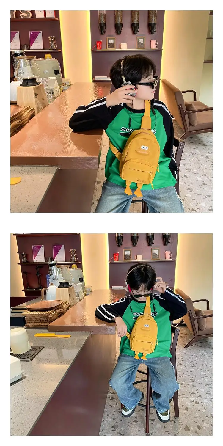 New Korean Cartoon Kids Shoulder Bag White with Duck Design — feature 5