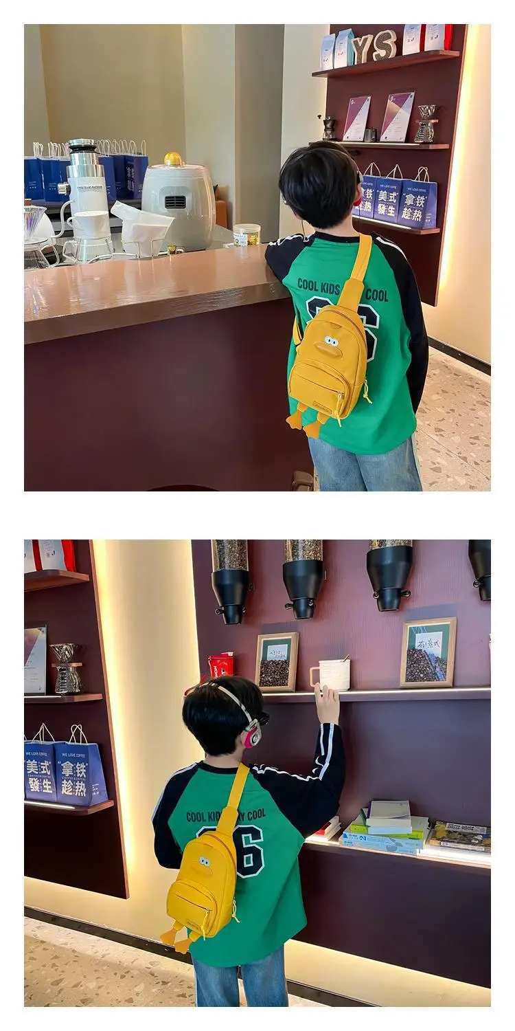 New Korean Cartoon Kids Shoulder Bag White with Duck Design — feature 7