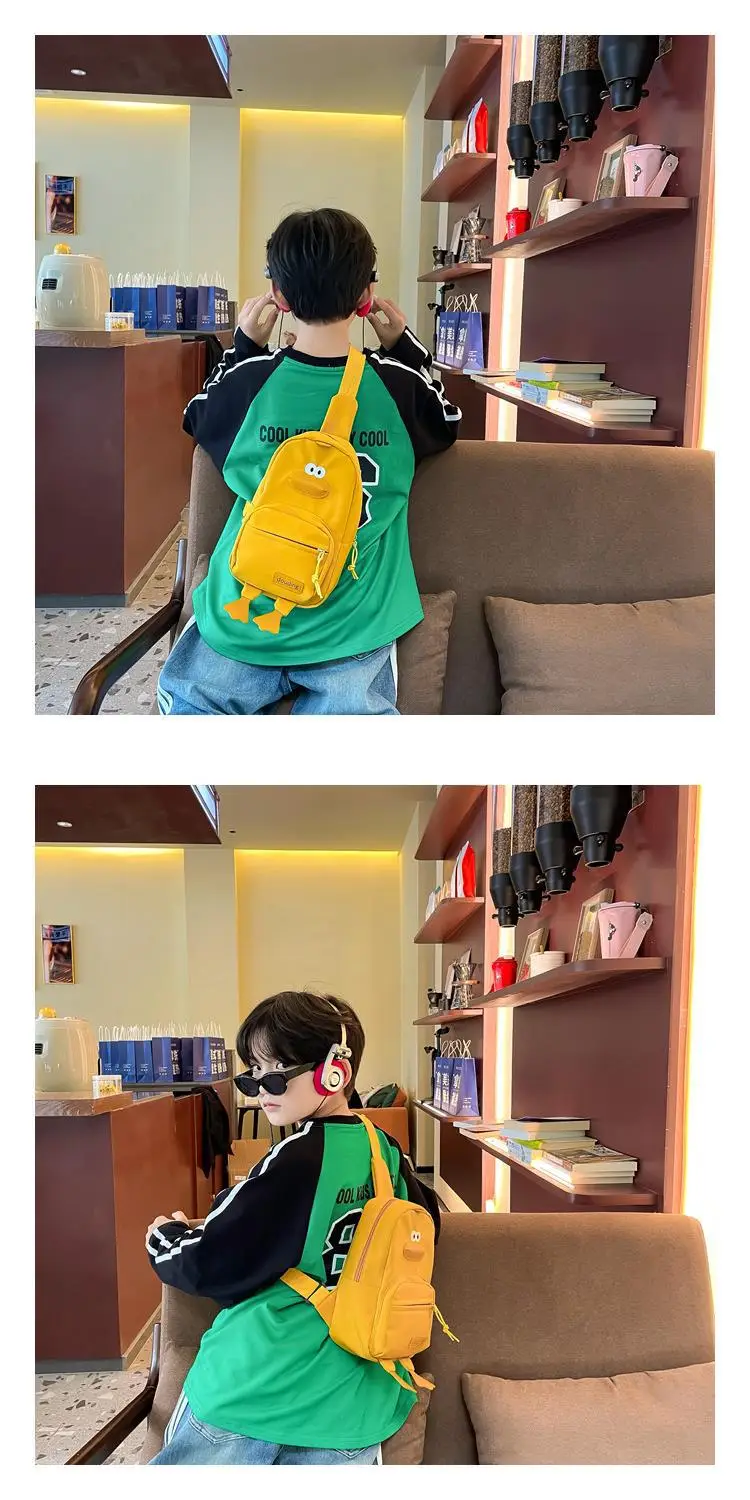 New Korean Cartoon Kids Shoulder Bag White with Duck Design — feature 8