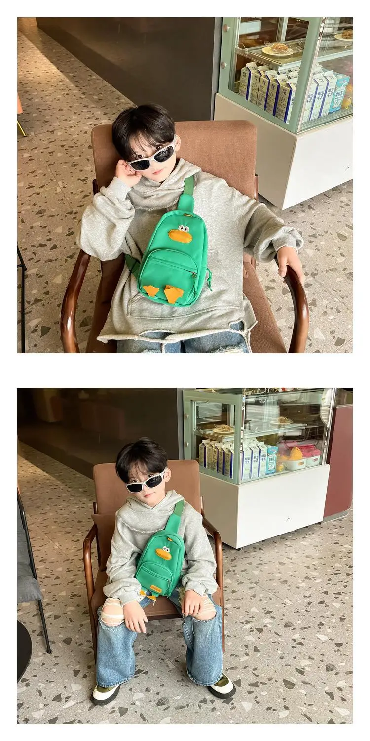 New Korean Cartoon Kids Shoulder Bag White with Duck Design — feature 9