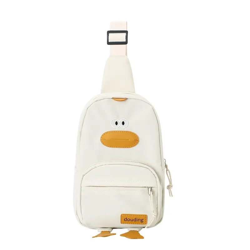 New Korean Cartoon Kids Shoulder Bag White with Duck Design - Image 5