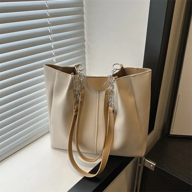 Women's Large Capacity Shoulder Bag Beige 2024 - Image 3