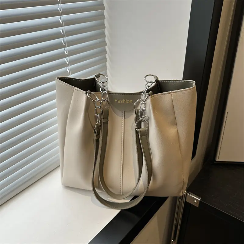Women's Large Capacity Shoulder Bag Beige 2024 - Image 4