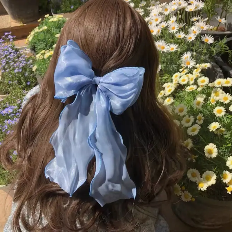 Spring Super Fairy White Gauze Bow Ribbon Hairpin Women — feature 2