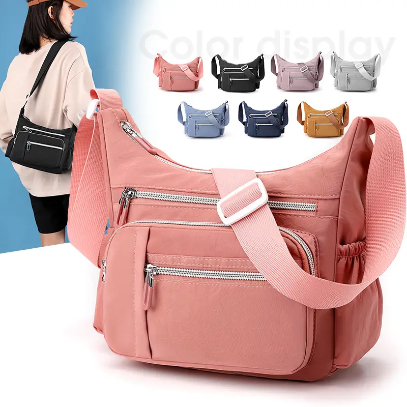 Women's Blue Waterproof Crossbody Bag with 3 Compartments
