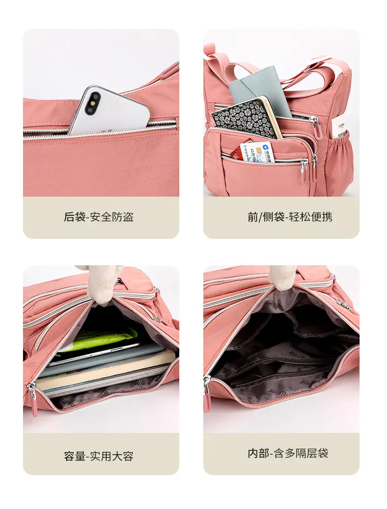 Women's Blue Waterproof Crossbody Bag with 3 Compartments — feature 11