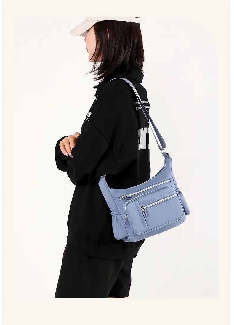 Women's Blue Waterproof Crossbody Bag with 3 Compartments — feature 5