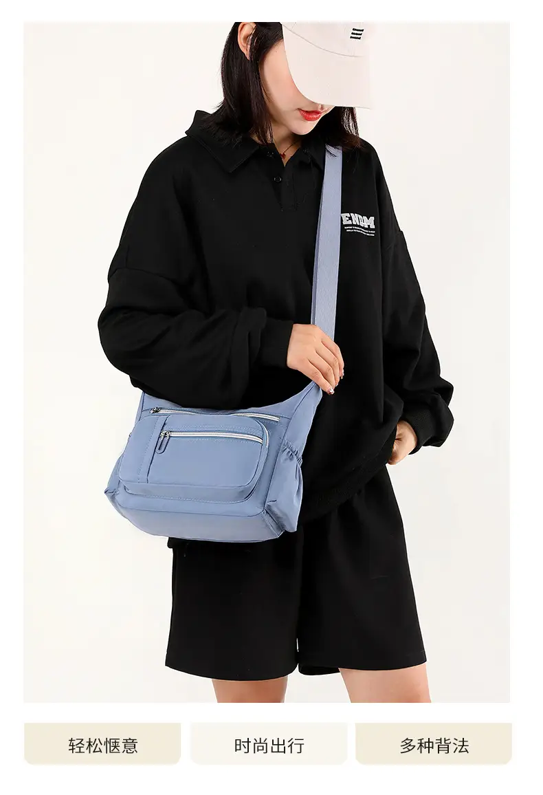 Women's Blue Waterproof Crossbody Bag with 3 Compartments — feature 9