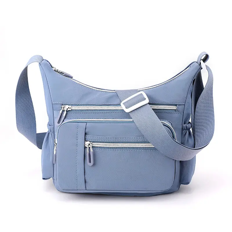 Women's Blue Waterproof Crossbody Bag with 3 Compartments