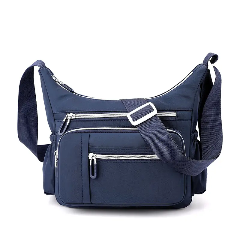 Women's Blue Waterproof Crossbody Bag with 3 Compartments