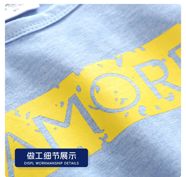 Kids Blue T-Shirt Half Sleeve Suit Summer Korean — feature 15