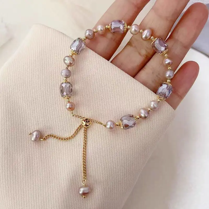 18K Gold Pearl Bracelet for Women Summer Cool Fashion