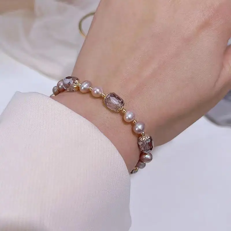18K Gold Pearl Bracelet for Women Summer Cool Fashion