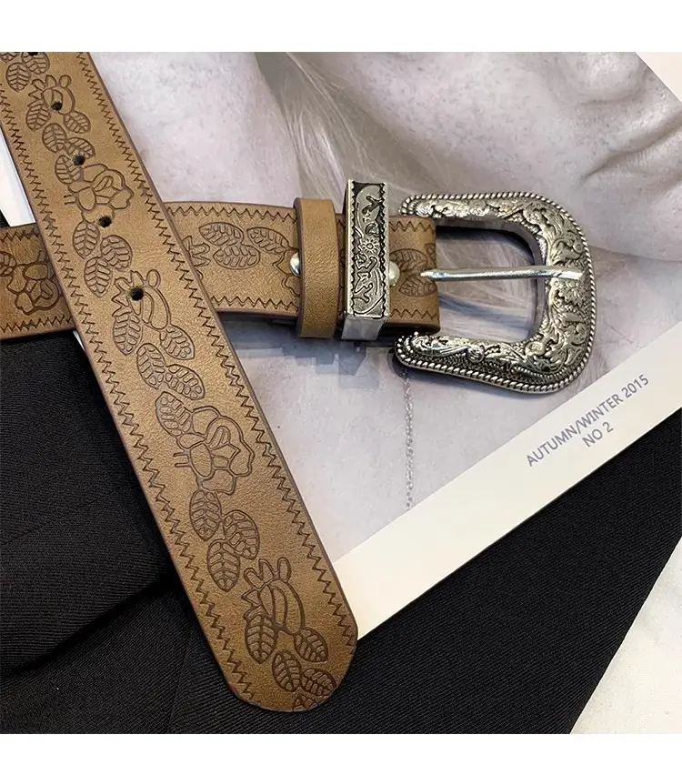 American Retro Brown Wide Belt for Women 2025 — feature 10
