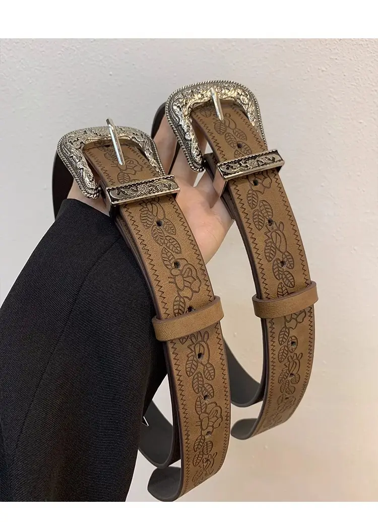 American Retro Brown Wide Belt for Women 2025 — feature 11