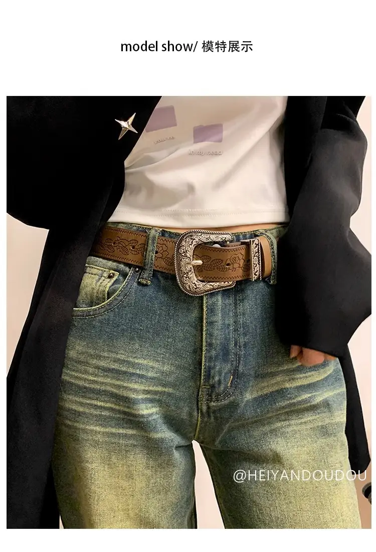 American Retro Brown Wide Belt for Women 2025 — feature 2