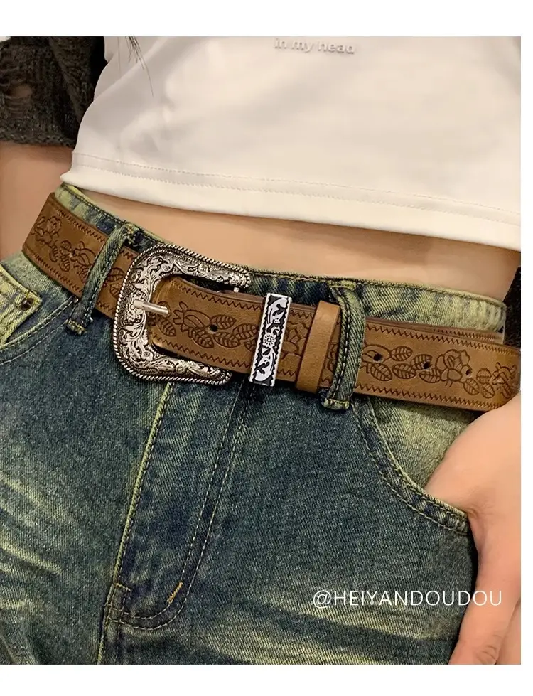 American Retro Brown Wide Belt for Women 2025 — feature 5