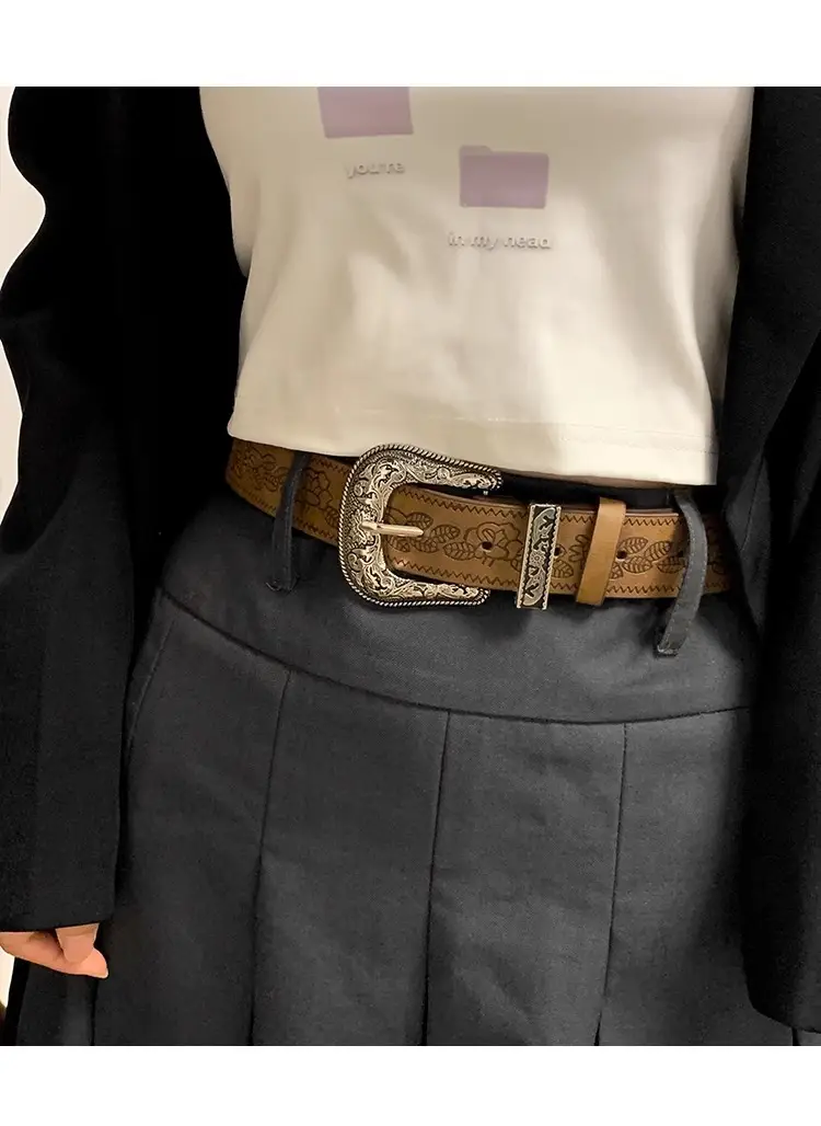 American Retro Brown Wide Belt for Women 2025 — feature 7