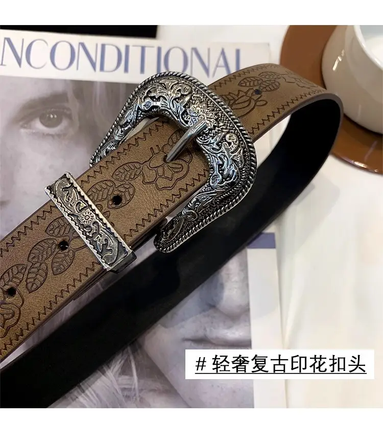 American Retro Brown Wide Belt for Women 2025 — feature 8