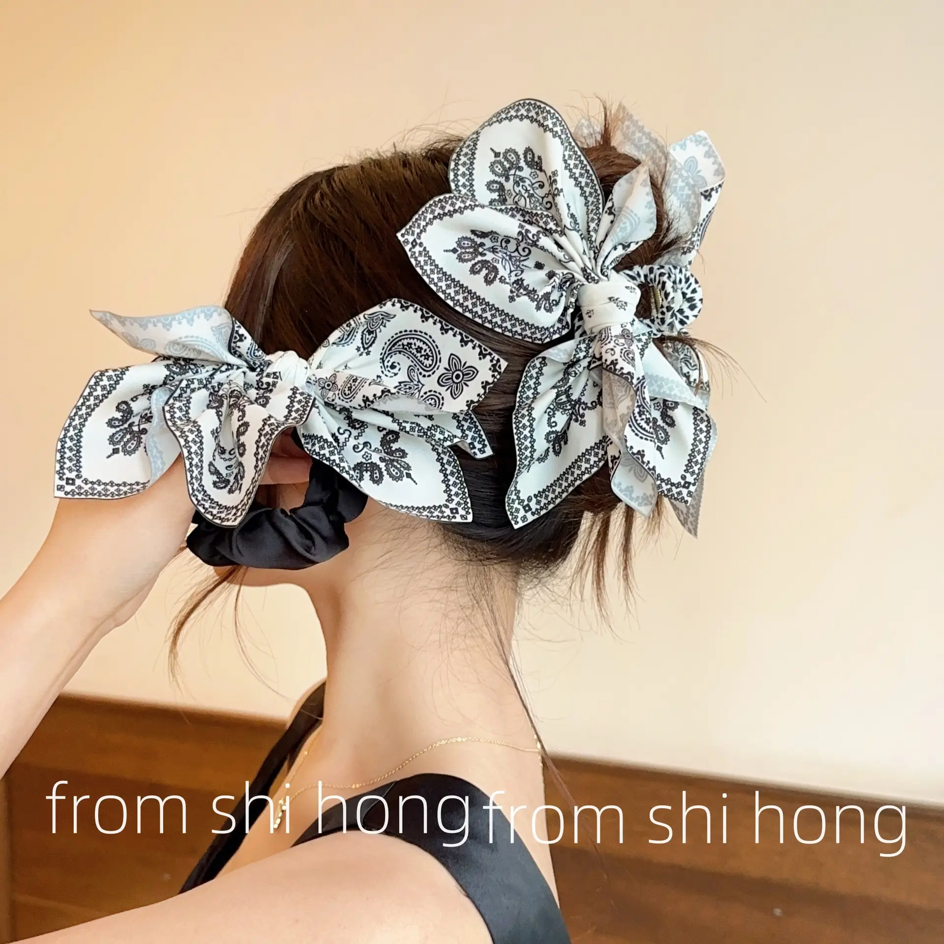 Vintage Paris Cashew Flower Bow Hairpin Clip