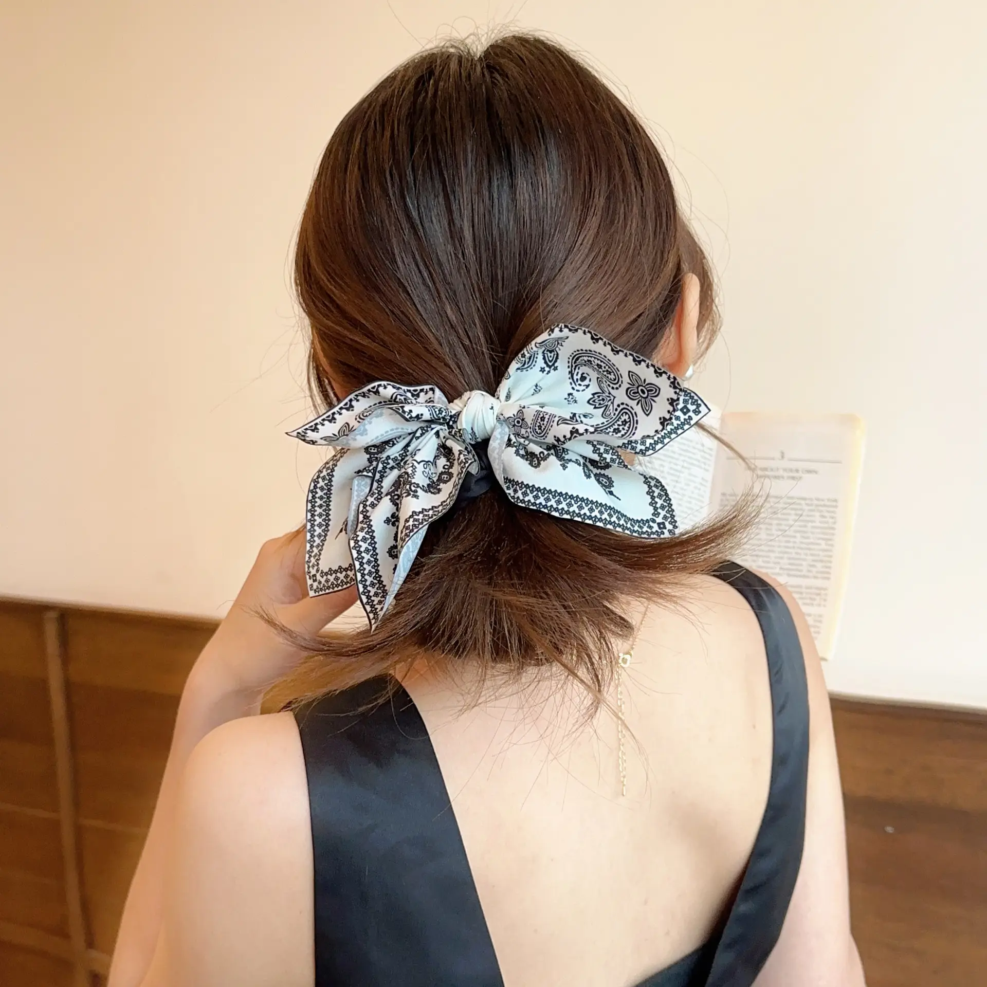 Vintage Paris Cashew Flower Bow Hairpin Clip