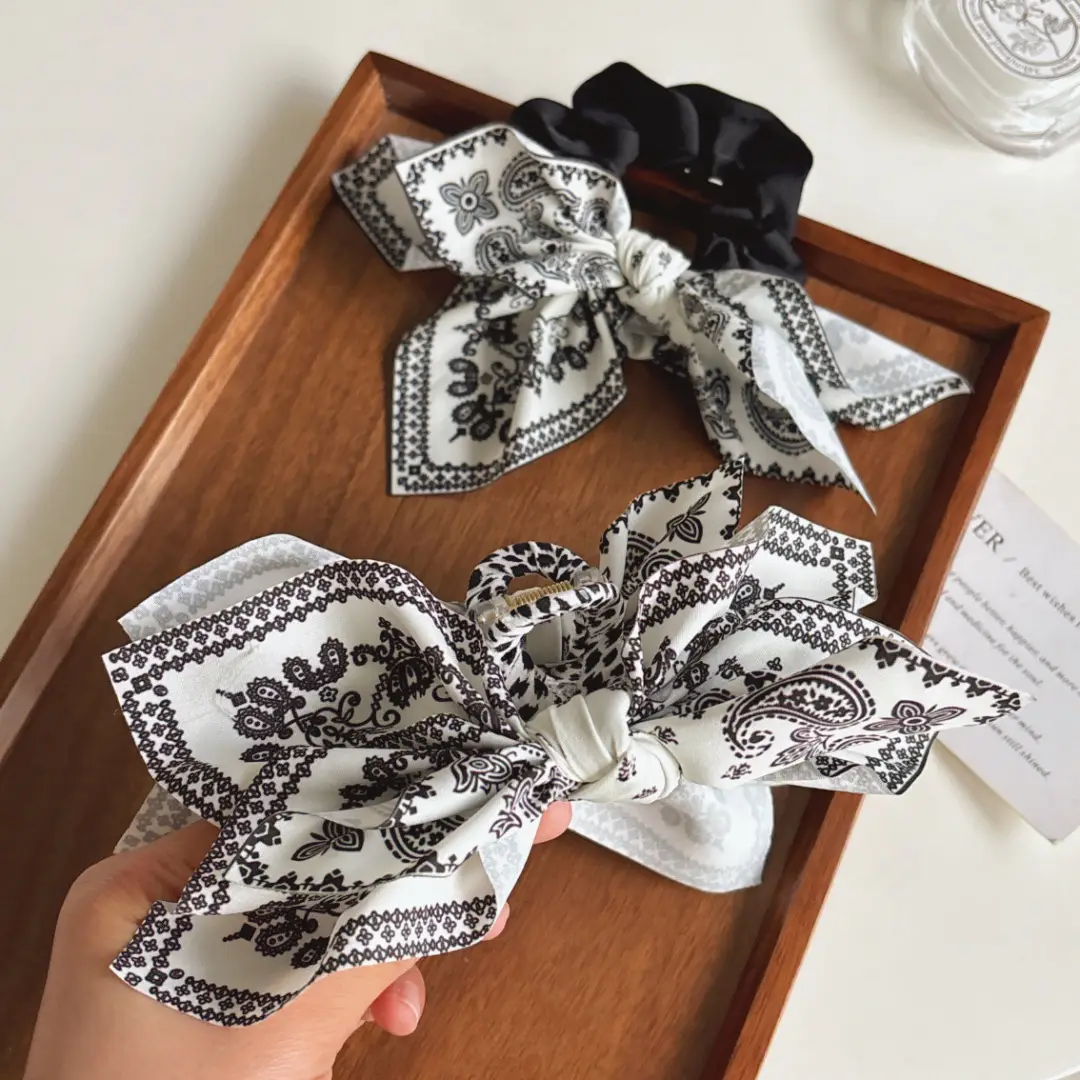 Vintage Paris Cashew Flower Bow Hairpin Clip