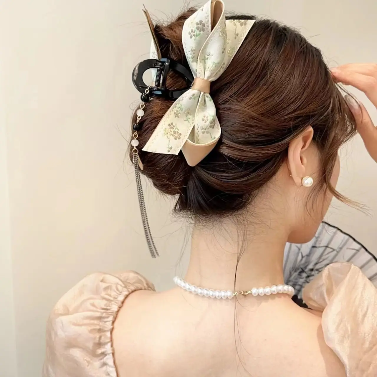 Vintage Paris Cashew Flower Bow Hairpin Clip
