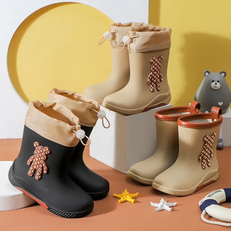Japanese-Style Children's Rain Boots Thickened Non-Slip Outdoor Wear for Girls Students Baby Cute Bear Rain Shoes Women's Fashion Water Shoes - Image 8