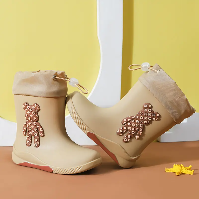 Japanese-Style Children's Rain Boots Thickened Non-Slip Outdoor Wear for Girls Students Baby Cute Bear Rain Shoes Women's Fashion Water Shoes - Image 9