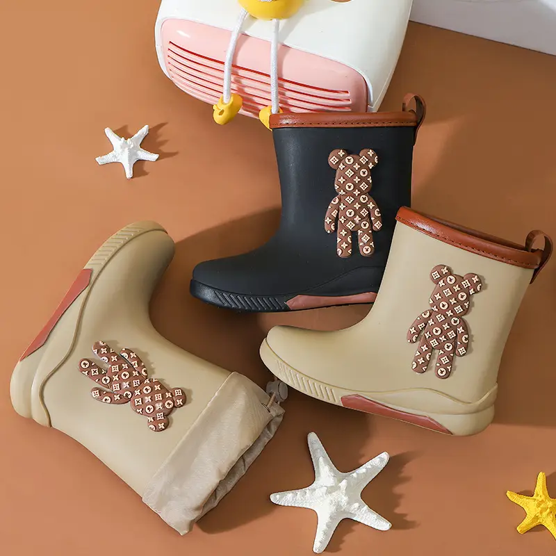 Japanese-Style Children's Rain Boots Thickened Non-Slip Outdoor Wear for Girls Students Baby Cute Bear Rain Shoes Women's Fashion Water Shoes - Image 10