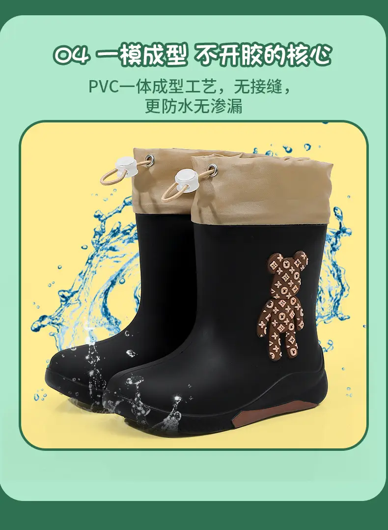 Japanese-Style Children's Rain Boots Thickened Non-Slip Outdoor Wear for Girls Students Baby Cute Bear Rain Shoes Women's Fashion Water Shoes — feature 13