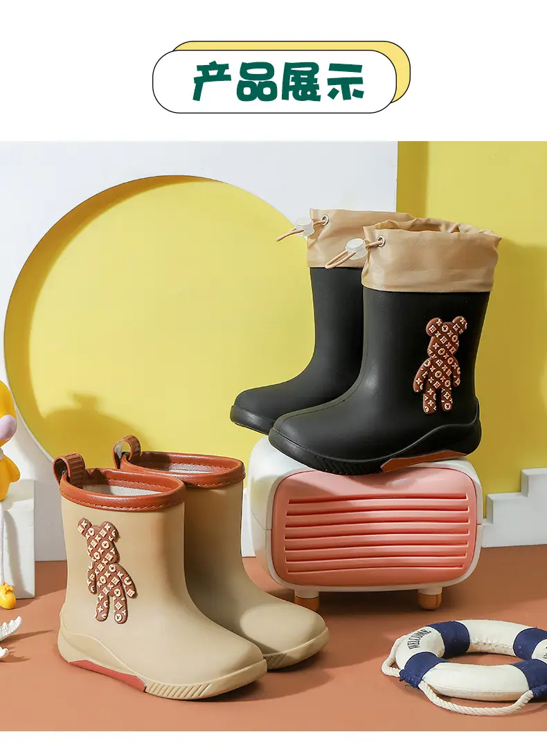 Japanese-Style Children's Rain Boots Thickened Non-Slip Outdoor Wear for Girls Students Baby Cute Bear Rain Shoes Women's Fashion Water Shoes — feature 15