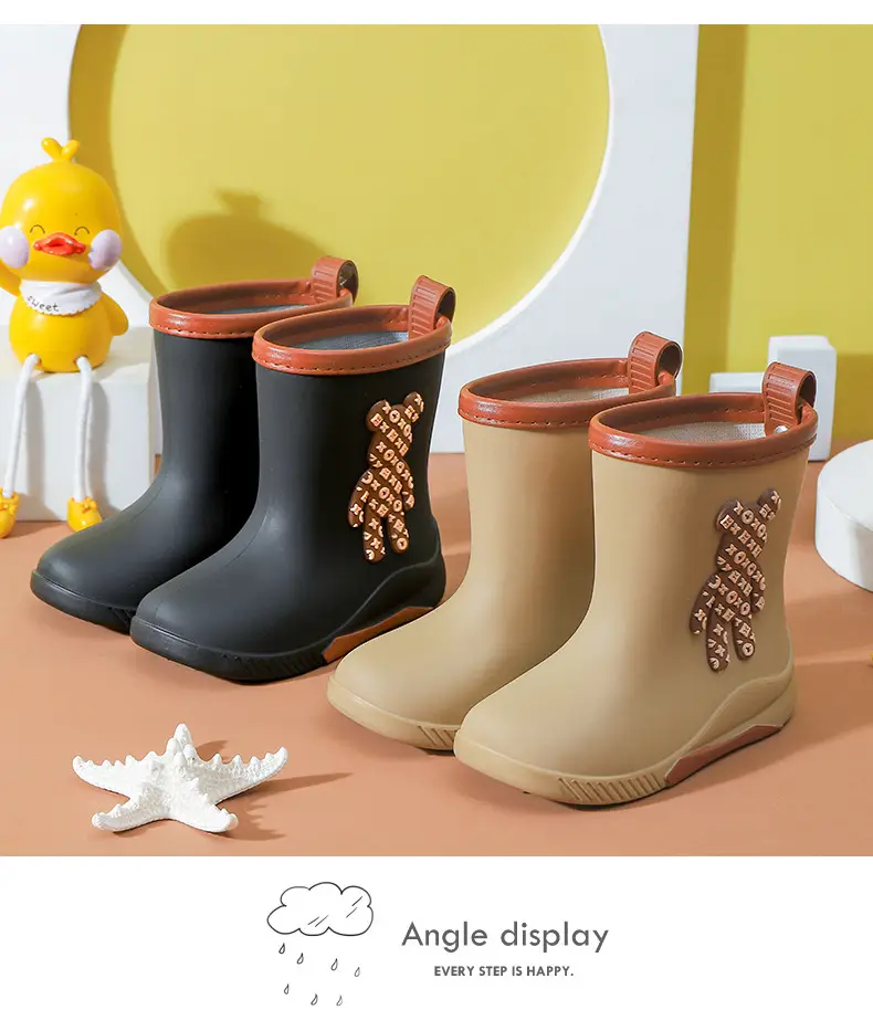 Japanese-Style Children's Rain Boots Thickened Non-Slip Outdoor Wear for Girls Students Baby Cute Bear Rain Shoes Women's Fashion Water Shoes — feature 18