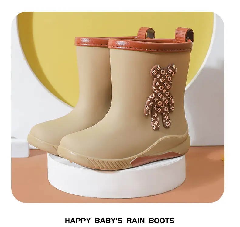 Japanese-Style Children's Rain Boots Thickened Non-Slip Outdoor Wear for Girls Students Baby Cute Bear Rain Shoes Women's Fashion Water Shoes — feature 19