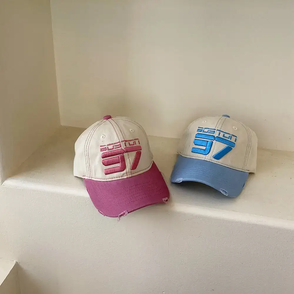 Kids Maroon Baseball Cap with White Letter Pattern - Image 7