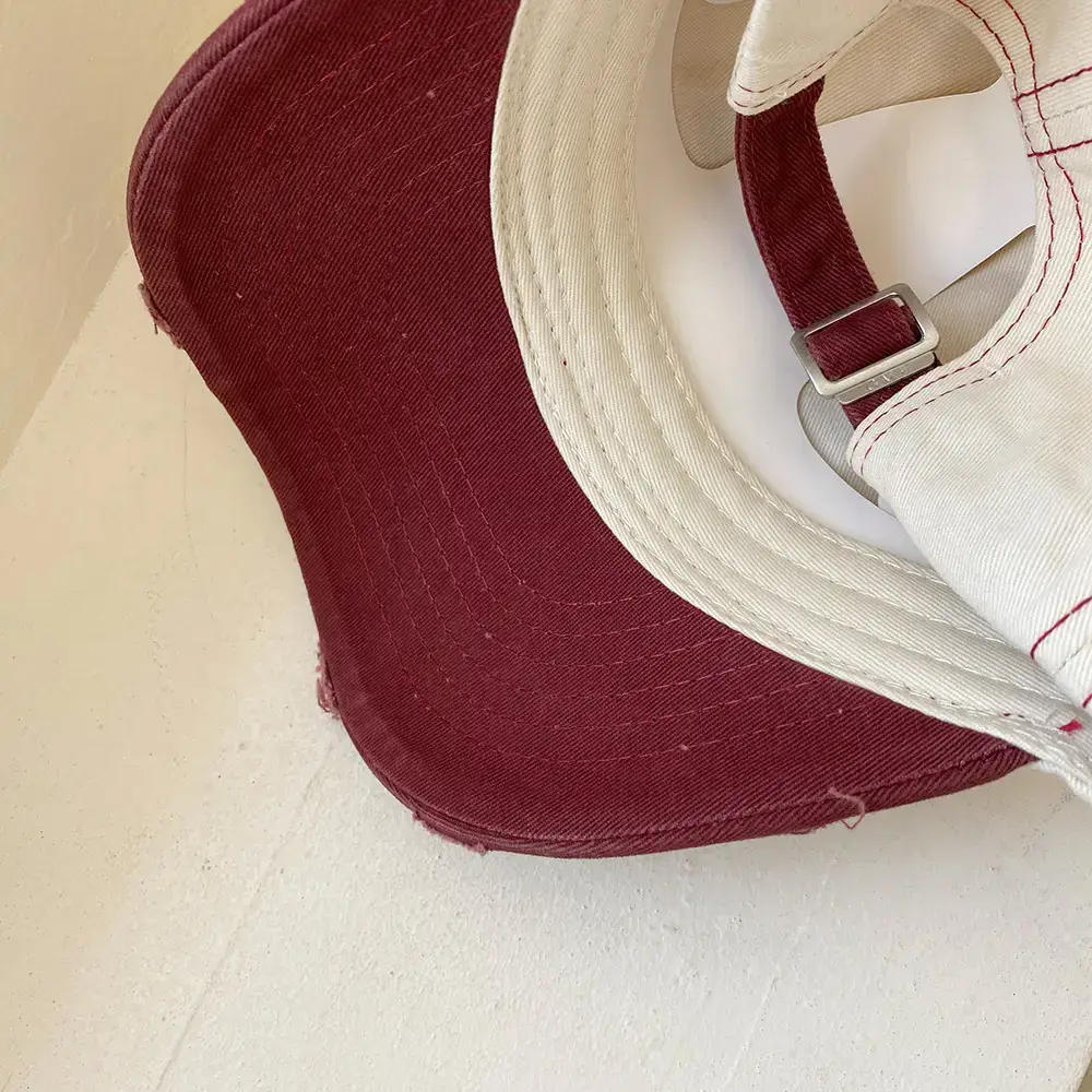 Kids Maroon Baseball Cap with White Letter Pattern - Image 8