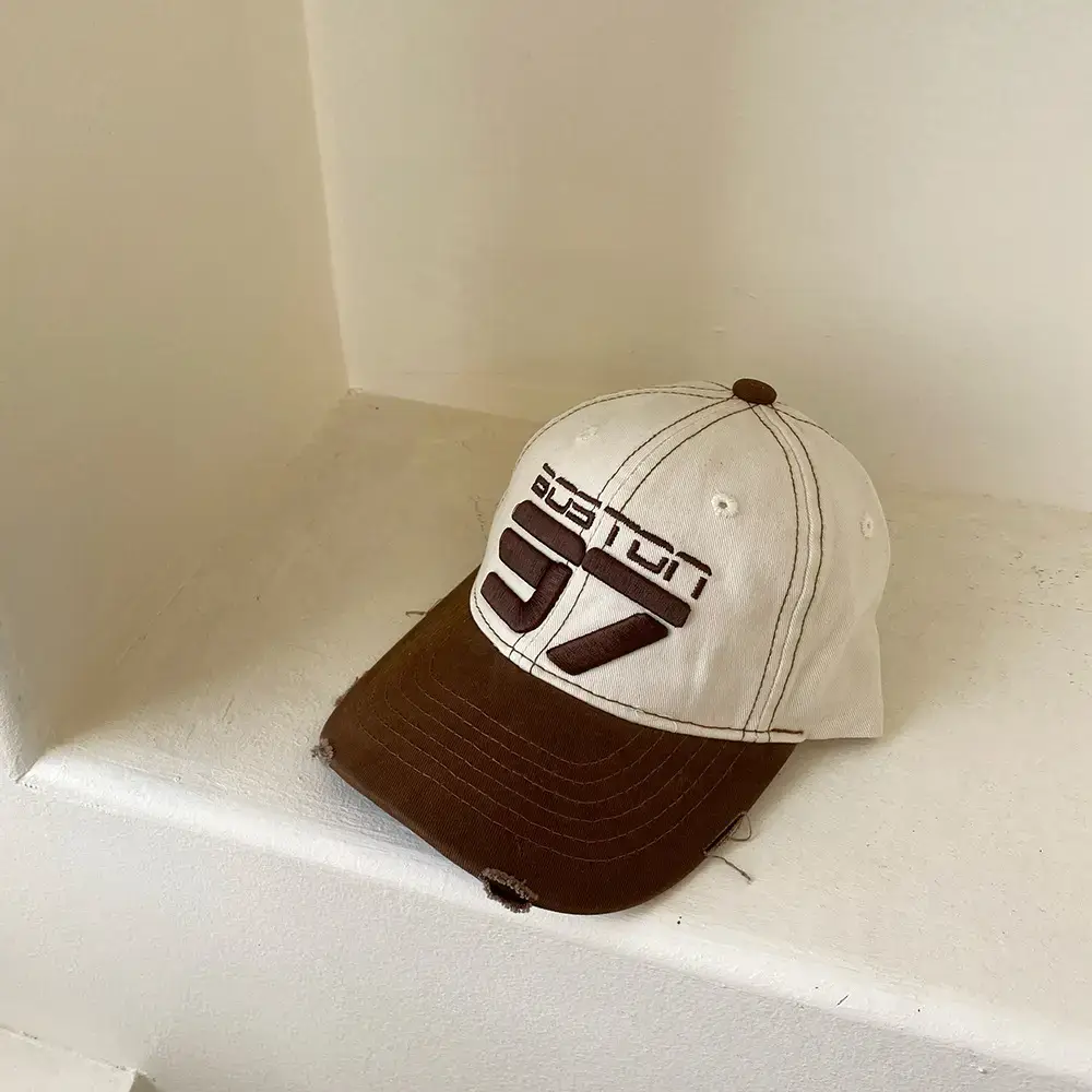Kids Maroon Baseball Cap with White Letter Pattern - Image 3