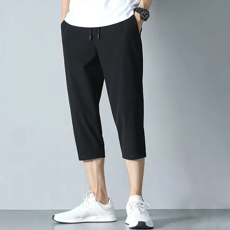 Men Ice Silk Capri Pants Grey Summer Casual — feature 13