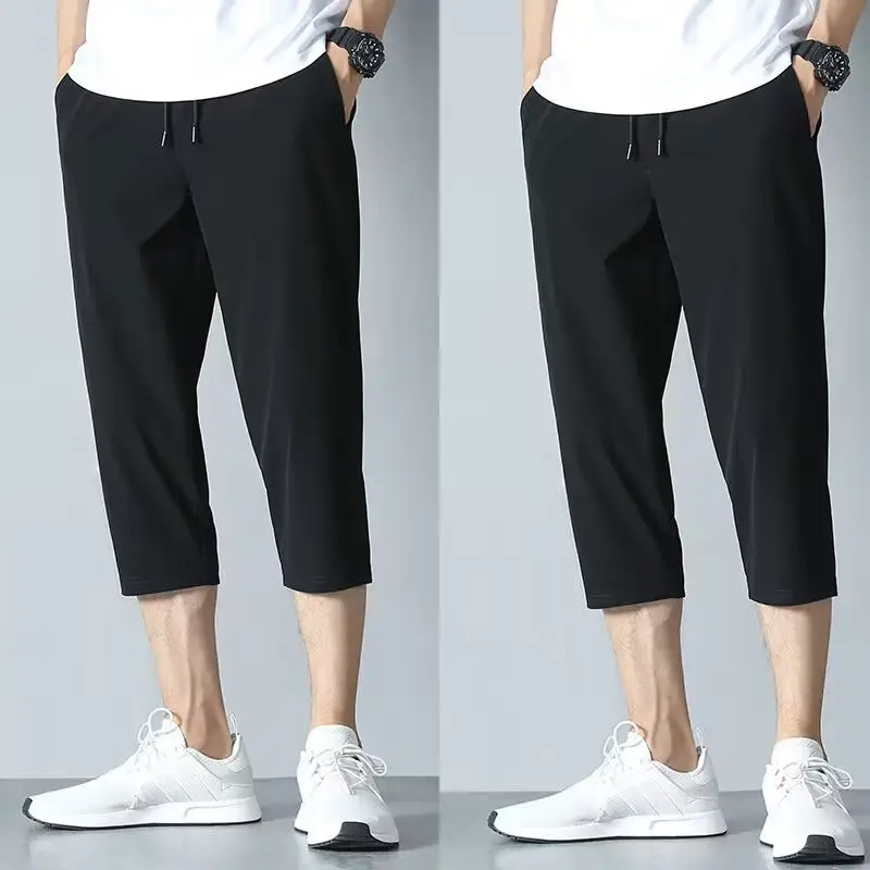 Men Ice Silk Capri Pants Grey Summer Casual — feature 16