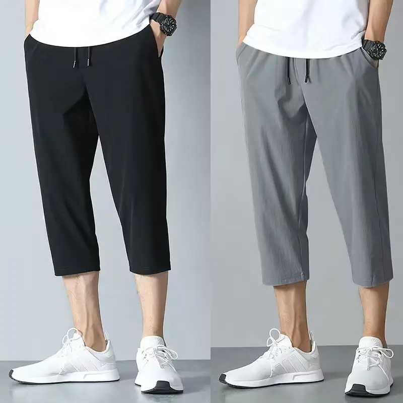 Men Ice Silk Capri Pants Grey Summer Casual — feature 19