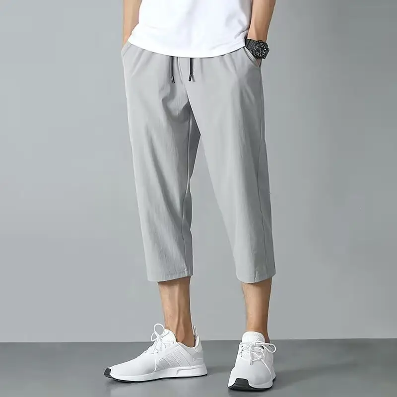 Men Ice Silk Capri Pants Grey Summer Casual — feature 20