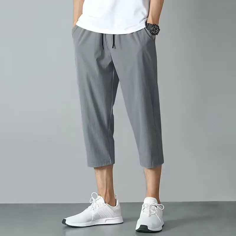 Men Ice Silk Capri Pants Grey Summer Casual — feature 21