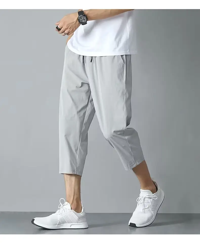 Men Ice Silk Capri Pants Grey Summer Casual — feature 22