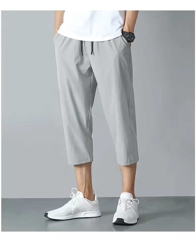 Men Ice Silk Capri Pants Grey Summer Casual — feature 23