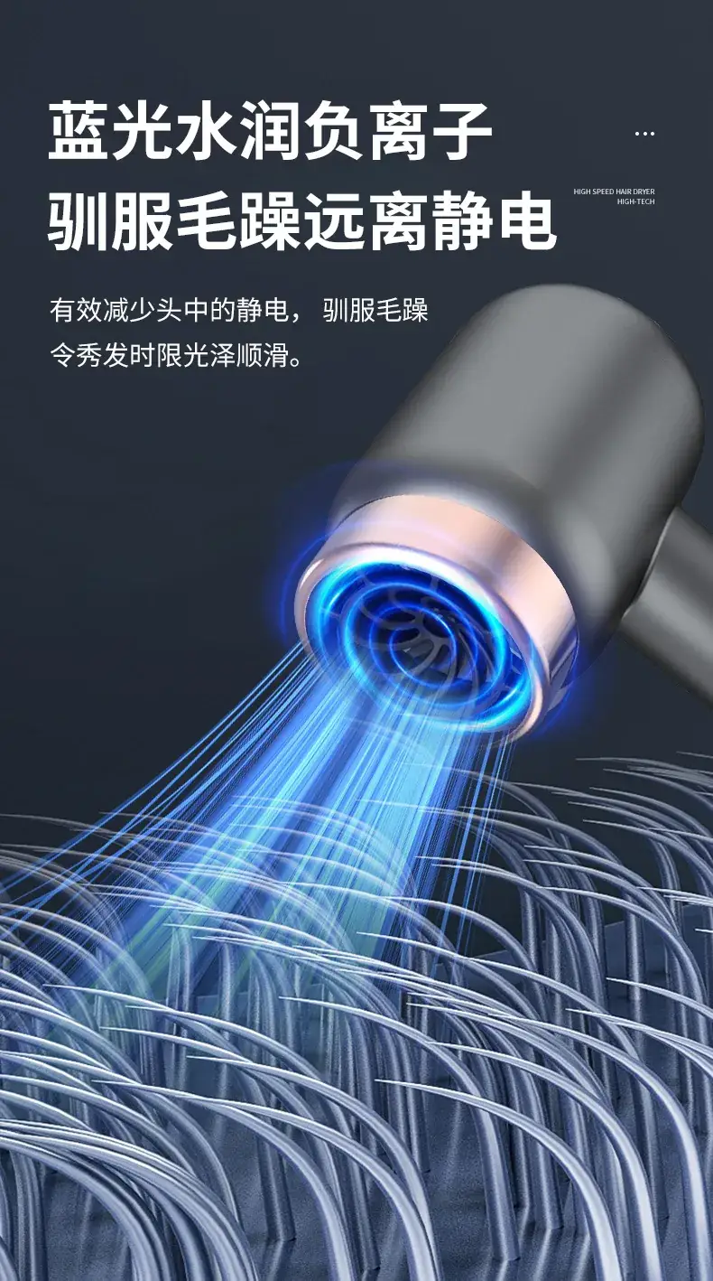 Rechargeable Hair Dryer Dark Gray High Speed Negative Ion — feature 5